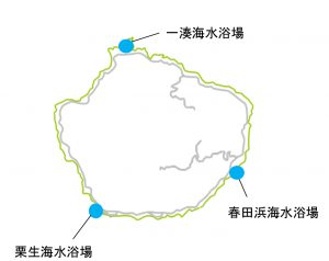 屋久島町海水浴場の地図