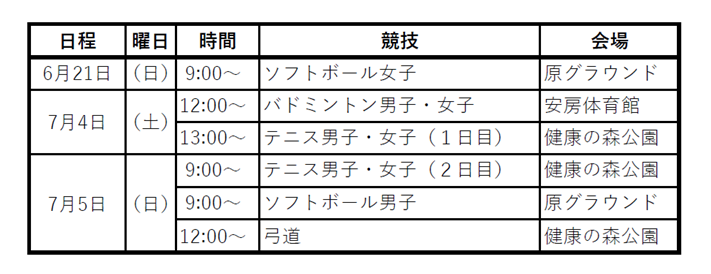 屋久島町開催競技日程