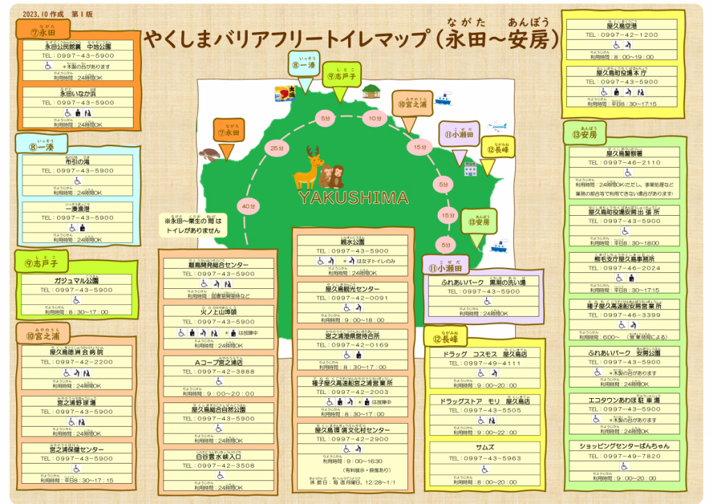 やくしまバリアフリートイレマップ（永田から安房）