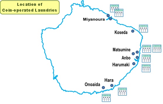 コインランドリーの場所が記された地図
