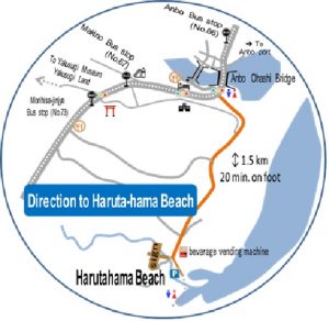 春田浜海岸への行き方の地図