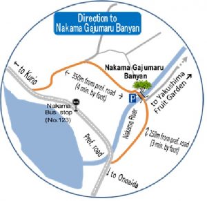 中間ガジュマルへの行き方の地図