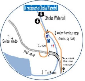 大川の滝への行き方の地図